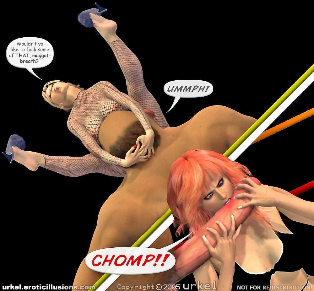 Gangbang 3d Art - Kinky wrestling session ends with a gangbang at 3dEvilMonsters
