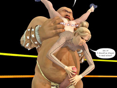 picture #5 ::: Horny babes wrestling a huge giant