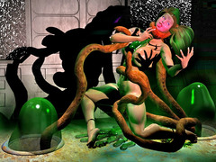 picture #4 ::: A bunch of aliens enjoy an orgy with gorgeous girls