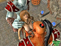 picture #1 :::  3d xxx where cute red haired slut fucked two goblins