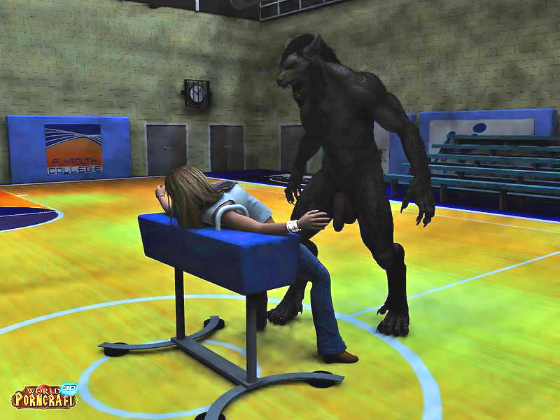 Werewolf fucking school girl on the basketball field