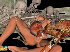 picture #4 ::: Skeleton demons gangbanging a hottie with their boners