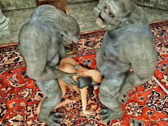 picture #2 ::: Two horny cave trolls double penetrating a hottie