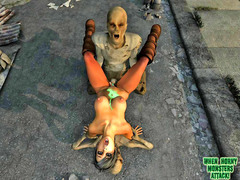 picture #4 ::: Hot girl fucked by two horny zombies