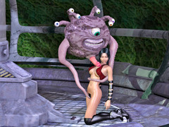 picture #1 ::: Evil eye monster fucks a brunette with tentacles
