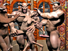 picture #2 ::: Hot slave girls forced into a gangbang with minotaurs