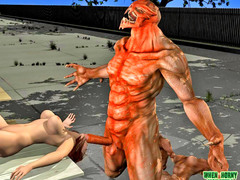picture #3 ::: Horny monster nails a girl on the parking lot