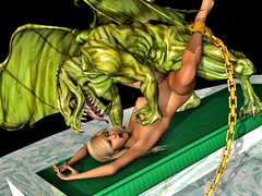 picture #2 ::: Lizard beast drilling hot babe's tight pussy