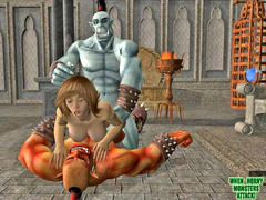 picture #1 ::: Busty barbarian queen enjoys a threesome with her guards
