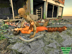 picture #2 ::: Two zombies are hungry for sexy babe's pussy