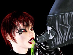 picture #1 ::: Demon girl gets a mouthful of green monster jizz