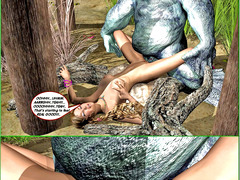picture #7 ::: Two careless girls trapped and raped by lizardmen