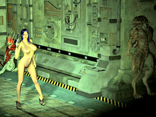 picture #3 ::: Hot and horny 3D babe getting her holes drilled by aliens