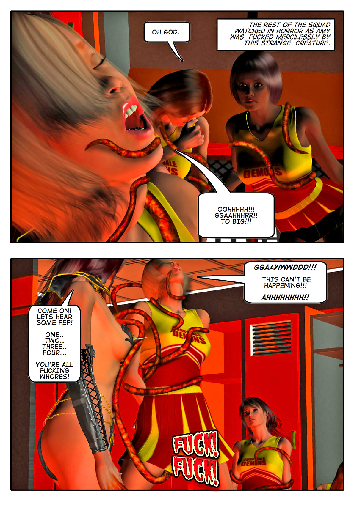 Cheerleader having sex with a tentacle monster - 3D monster comic at  Hd3dMonsterSex.com