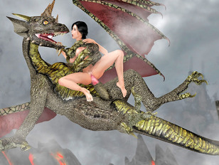 picture #5 ::: monster sex pic of a brunette riding on devil's cock