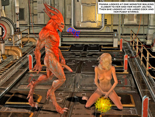 picture #4 ::: Sexy 3d porn featuring a busty whore sucking on a slimy alien cock.