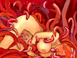 picture #3 ::: Sexy busty cartoon girls getting fucked by disgusting huge tentacle monsters