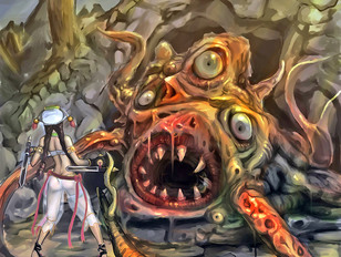 picture #1 ::: Lovely cartoon fantasy babes getting attacked by evil terrifying monsters