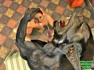 picture #4 ::: hot chick receives warm facial in the end of werewolf porno