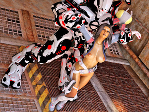 picture #1 ::: Caught busty sexy 3D babe getting raped by an evil robot