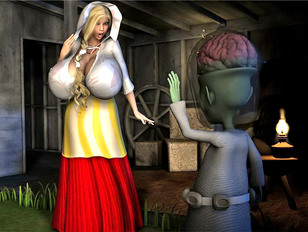 picture #1 ::: Blonde with gigantic breasts getting fucked by brainy alien - 3D gallery