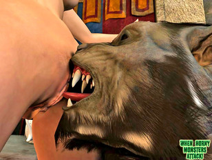 picture #1 ::: Busty 3D slut enjoys the huge thick cock of the werewolf