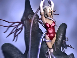 picture #3 ::: Grey haired 3D girl caught and getting banged by scary monster