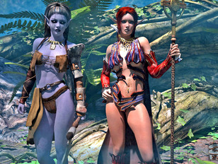 picture #4 ::: Insanely hot 3D lesbian elves having xxx action in the jungle
