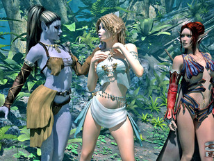 picture #5 ::: Insanely hot 3D lesbian elves having xxx action in the jungle