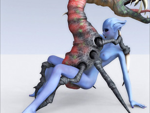 picture #5 ::: Brutal 3d gallery of an alien babe having sex with a slimy monster.