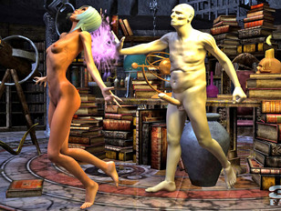 picture #5 ::: Evil demon warlock hunting down and violating 3D naked mage girl