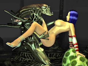 picture #1 ::: 3D busty girl having sex with scary aliens from outer space