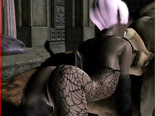 picture #7 ::: Hot black night elf chick licking, sucking and riding monster schlong
