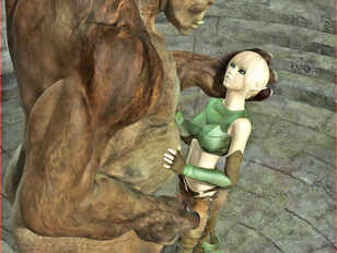 picture #9 ::: Cute 3d girl gets forced to give a blowjob to a menacing creature.
