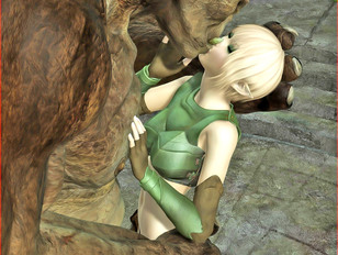 picture #10 ::: Cute 3d girl gets forced to give a blowjob to a menacing creature.