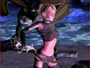 picture #2 ::: Bizarre 3d fantasy porn showing a young elf girl sucking on monster dick.