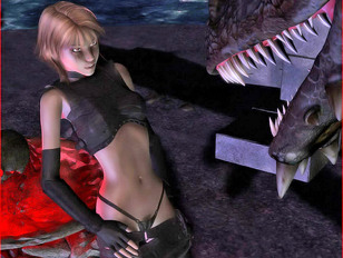 picture #7 ::: Bizarre 3d fantasy porn showing a young elf girl sucking on monster dick.