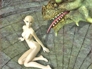 picture #2 ::: 3D elf hotties getting her pussy licked by dragons huge tongue