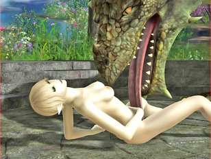 picture #4 ::: 3D elf hotties getting her pussy licked by dragons huge tongue
