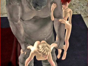 picture #1 ::: Two lovely 3D elf teens getting banged by a horny ogre