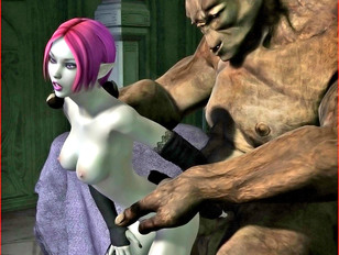picture #6 ::: Pink haired 3D elf babe craving for a huge troll schlong
