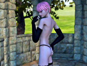 picture #10 ::: Young cute 3D naked night elf babe masturbating on the bench