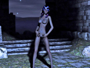 picture #5 ::: 3D night elf mage showing off her stunningly beautiful naked body