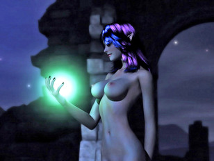 picture #6 ::: 3D night elf mage showing off her stunningly beautiful naked body