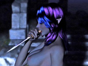 picture #10 ::: 3D night elf mage showing off her stunningly beautiful naked body