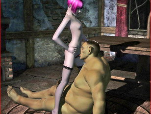picture #2 ::: 3D hot elf cutie giving her troll lover a blow job