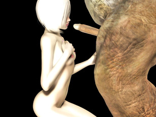 picture #7 ::: 3D teen beautie giving blow job to a lustful cave troll