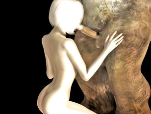 picture #8 ::: 3D teen beautie giving blow job to a lustful cave troll