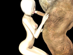 picture #9 ::: 3D teen beautie giving blow job to a lustful cave troll