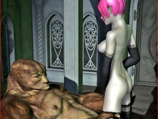 picture #4 ::: evil 3d sex where busty bitch takes on two monsters
